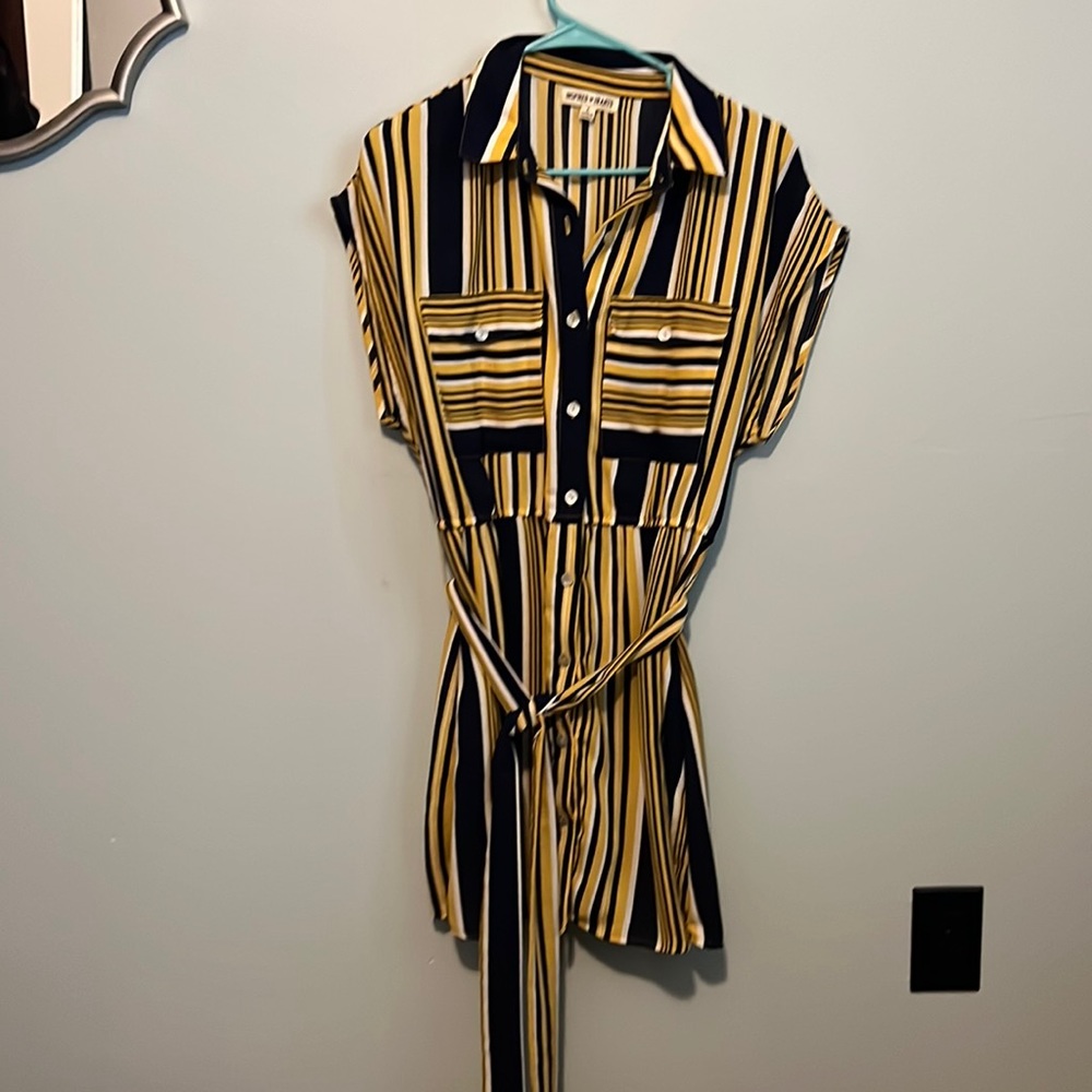 Yellow and blue button up dress